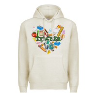 Oatmeal Heather teacher heart Premium Hoodie - NancyCooperArtShop
