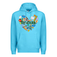 Ocean Blue teacher heart Premium Hoodie - NancyCooperArtShop