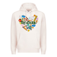 Pale Pink teacher heart Premium Hoodie - NancyCooperArtShop