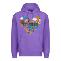 Purple teacher heart Premium Hoodie - NancyCooperArtShop