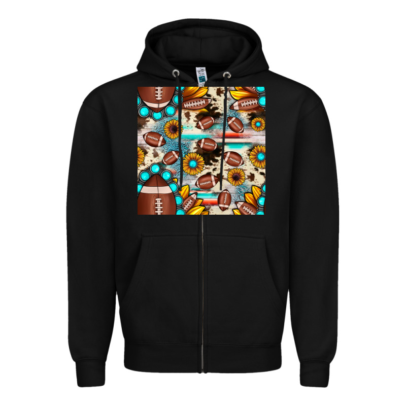 Football Cowhide Sunflower Seamless Pattern Zipper Hoodie by JahusDesignShop | Teevron