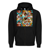 Black football cowhide sunflower seamless pattern Zipper Hoodie - JahusDesignShop