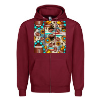 Burgundy football cowhide sunflower seamless pattern Zipper Hoodie - JahusDesignShop