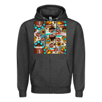 Charcoal Heather football cowhide sunflower seamless pattern Zipper Hoodie - JahusDesignShop