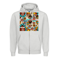 Dove Grey football cowhide sunflower seamless pattern Zipper Hoodie - JahusDesignShop