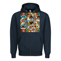 Navy football cowhide sunflower seamless pattern Zipper Hoodie - JahusDesignShop