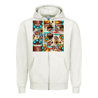 Oatmeal Heather football cowhide sunflower seamless pattern Zipper Hoodie - JahusDesignShop