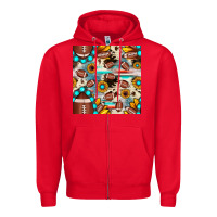 Red football cowhide sunflower seamless pattern Zipper Hoodie - JahusDesignShop