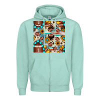 Seafoam football cowhide sunflower seamless pattern Zipper Hoodie - JahusDesignShop
