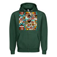 Sports Green football cowhide sunflower seamless pattern Zipper Hoodie - JahusDesignShop