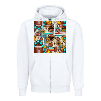 White football cowhide sunflower seamless pattern Zipper Hoodie - JahusDesignShop