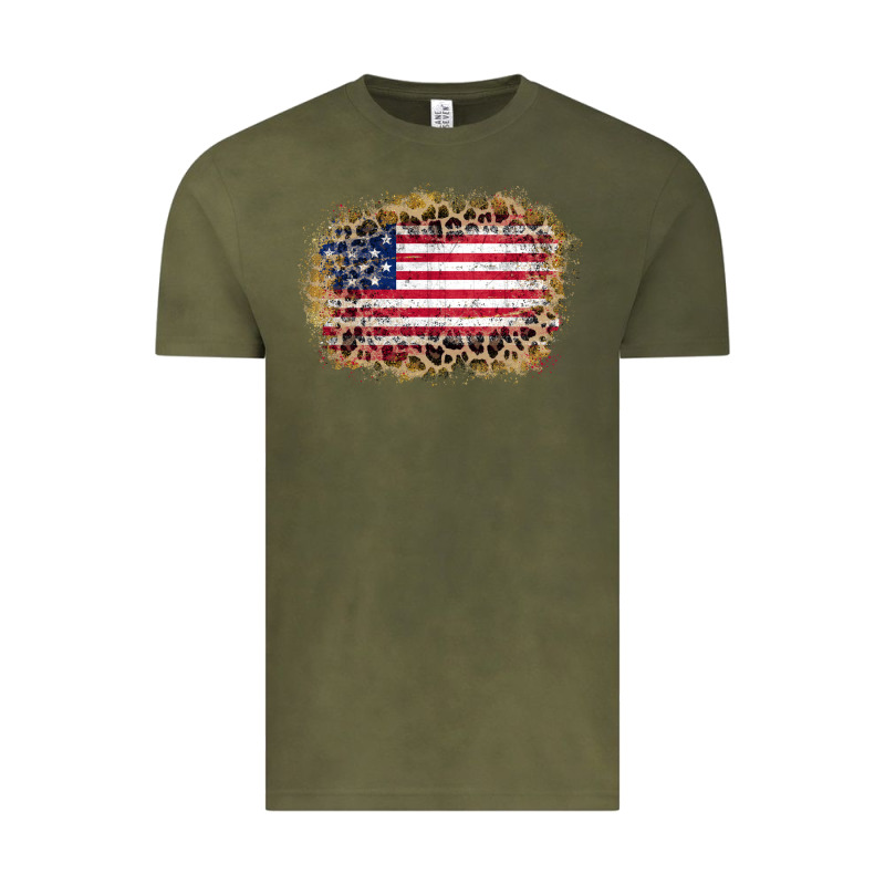 America Leopard Glitter Flag Vintage Tee by Zillion Design Studio | Teevron