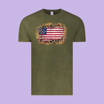 America Leopard Glitter Flag Vintage Tee Designed By Zillion Design Studio