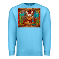 Ocean Blue western christmas reindeer Premium Sweatshirt - Jasminsmagicworld