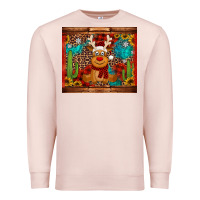 Pale Pink western christmas reindeer Premium Sweatshirt - Jasminsmagicworld