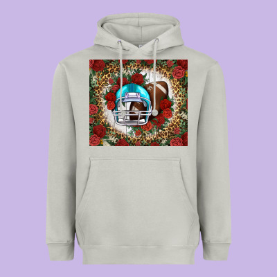 American Football Helmet And Leopard Heavyweight Hoodie Designed By Nancycooperartshop