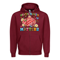 Burgundy mental health matters Zipper Hoodie - Artiststas