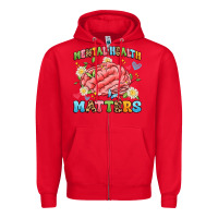 Red mental health matters Zipper Hoodie - Artiststas