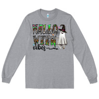 Heather Grey halloween vibes Long Sleeve Tee - CowhideDigitalArt