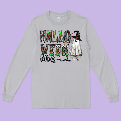 Halloween Vibes Long Sleeve Tee Designed By Cowhidedigitalart