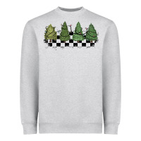Heather Grey christmas checkered trees Heavyweight Sweatshirt - MaliasSmallBusiness