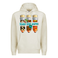 Oatmeal Heather teach love inspire Premium Hoodie - NancyCooperArtShop