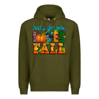 Army Green just a girl who loves fall Premium Hoodie - AdoDesignShop