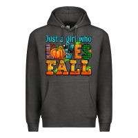 Charcoal Heather just a girl who loves fall Premium Hoodie - AdoDesignShop