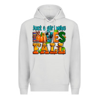 Dove Grey just a girl who loves fall Premium Hoodie - AdoDesignShop