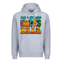 Heather Grey just a girl who loves fall Premium Hoodie - AdoDesignShop