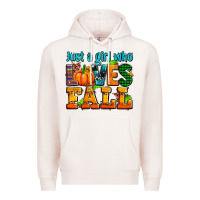 Pale Pink just a girl who loves fall Premium Hoodie - AdoDesignShop