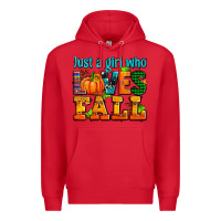 Red just a girl who loves fall Premium Hoodie - AdoDesignShop