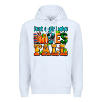 White just a girl who loves fall Premium Hoodie - AdoDesignShop