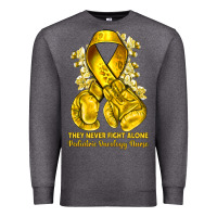 Charcoal Heather they never fight alone yellow ribbon with boxing g Premium Sweatshirt - NancyCooperArtShop