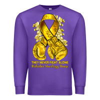 Purple they never fight alone yellow ribbon with boxing g Premium Sweatshirt - NancyCooperArtShop