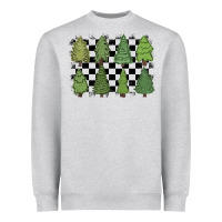 Heather Grey checkered trees Heavyweight Sweatshirt - MaliasSmallBusiness