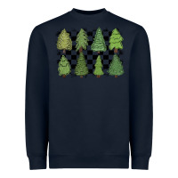 Navy checkered trees Heavyweight Sweatshirt - MaliasSmallBusiness
