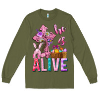 Army Green he is alive easter Long Sleeve Tee - Neo Western