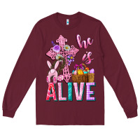 Burgundy he is alive easter Long Sleeve Tee - Neo Western