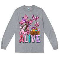 Heather Grey he is alive easter Long Sleeve Tee - Neo Western