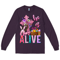 Plum he is alive easter Long Sleeve Tee - Neo Western