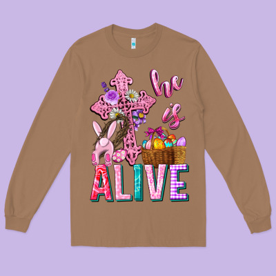 He Is Alive Easter Long Sleeve Tee Designed By Neo Western