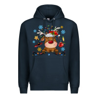 Navy christmas deer school Premium Hoodie - MaliasSmallBusiness