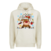 Oatmeal Heather christmas deer school Premium Hoodie - MaliasSmallBusiness