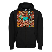 Black football cactus sunflower seamless pattern Zipper Hoodie - JahusDesignShop