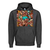 Charcoal Heather football cactus sunflower seamless pattern Zipper Hoodie - JahusDesignShop