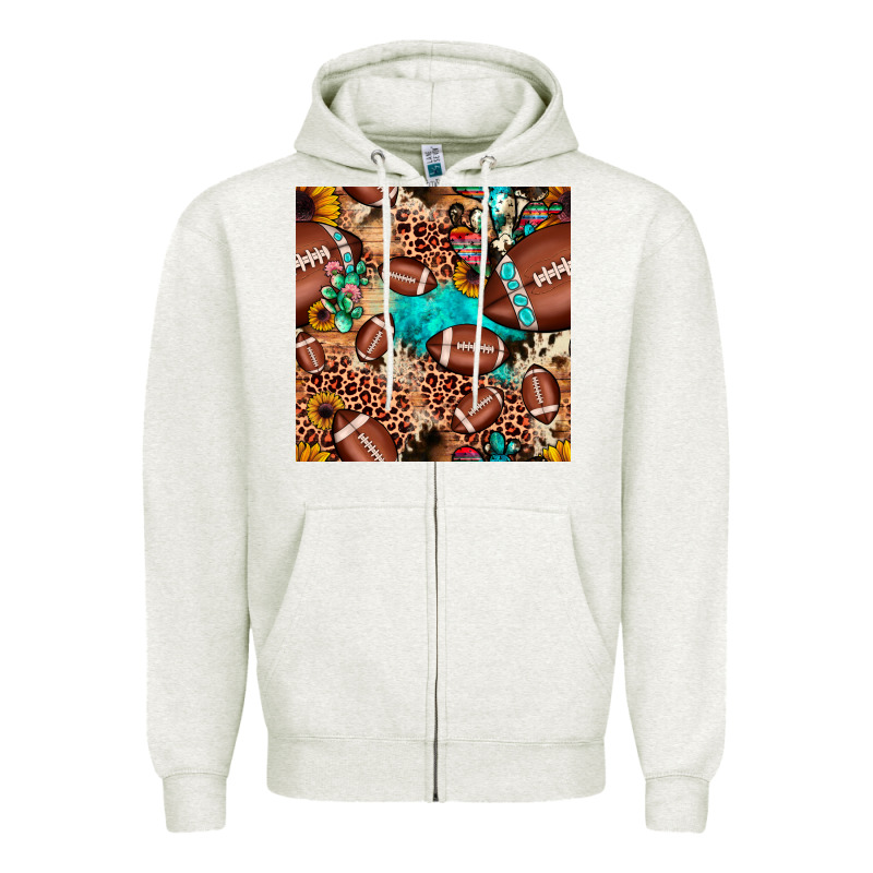 Football Cactus Sunflower Seamless Pattern Zipper Hoodie by JahusDesignShop | Teevron