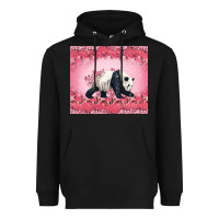 Black Panda With Sakura Blooms Heavyweight Hoodie - LillyAllenDesigns