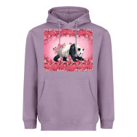 Lavender Panda With Sakura Blooms Heavyweight Hoodie - LillyAllenDesigns