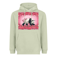 Matcha Panda With Sakura Blooms Heavyweight Hoodie - LillyAllenDesigns